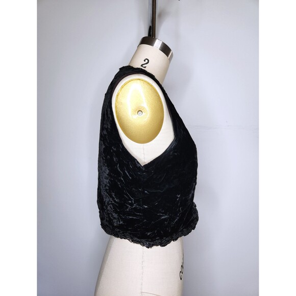 Vintage Black VELVET Vest Cropped by ARTBRO Black Velvet Bolero Vest Sequined XS - Picture 7 of 10